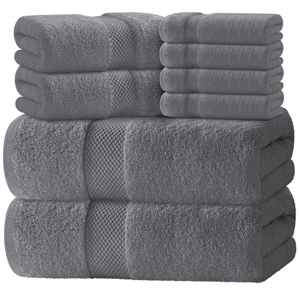 White Classic luxury bath towel set on a bathroom rack, soft and absorbent.