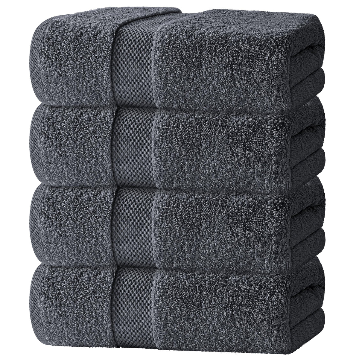 White Classic luxury towels on a rack, gray, showcasing hotel-grade softness.