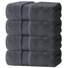 White Classic luxury towels on a rack, gray, showcasing hotel-grade softness.