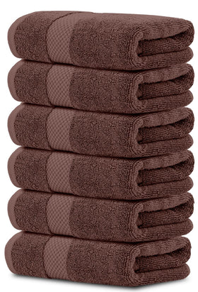 White Classic luxury brown towels, 16x30, soft and absorbent for spa-like bathroom routines.