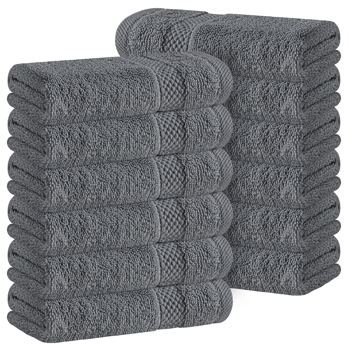 White Classic luxury cotton washcloths 13x13 close-up texture showing plush absorbency