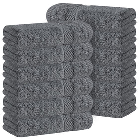 White Classic luxury cotton washcloths 13x13 close-up texture showing plush absorbency
