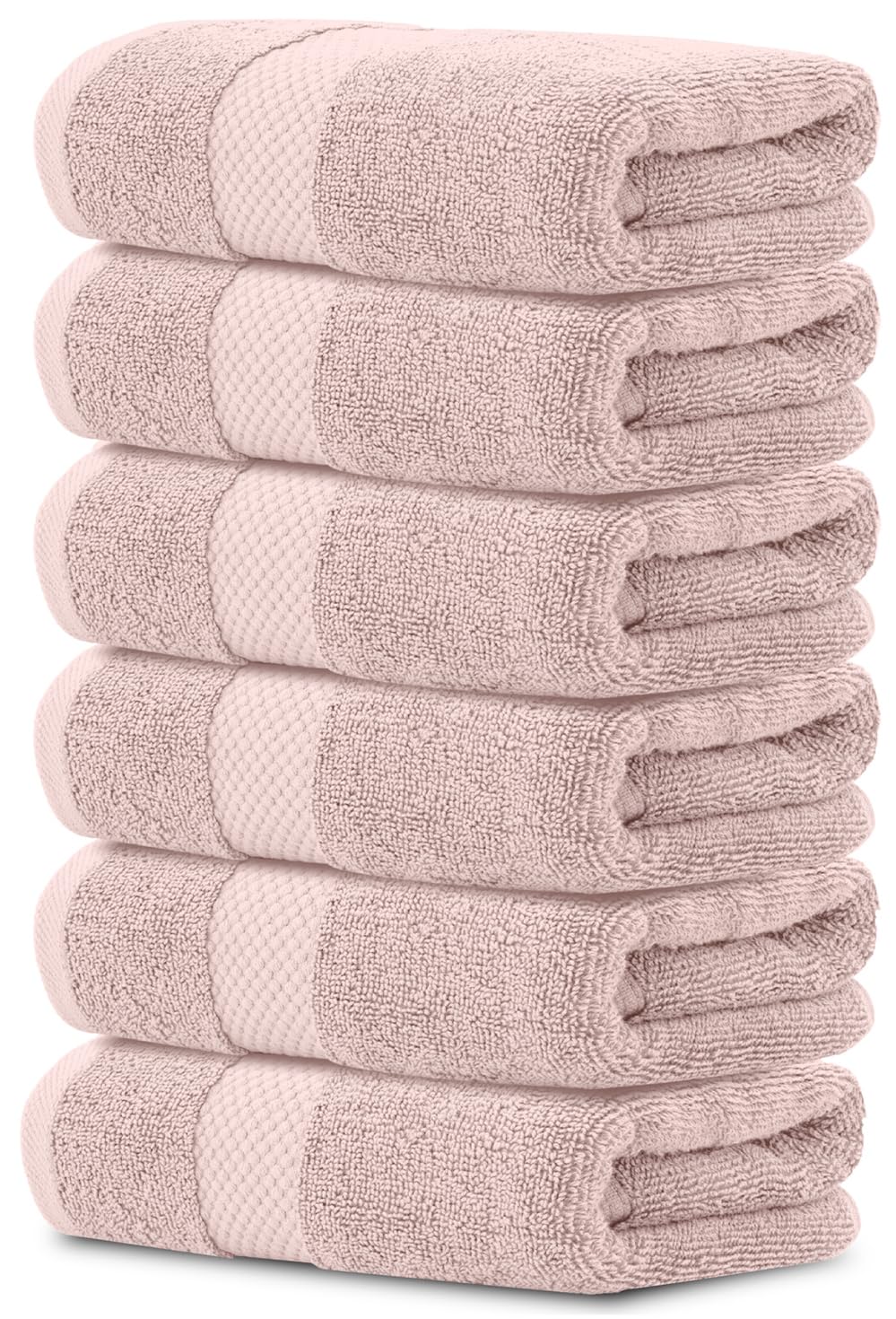 White Classic luxury pink hand towel 16x30, six-pack, hotel-grade absorbent