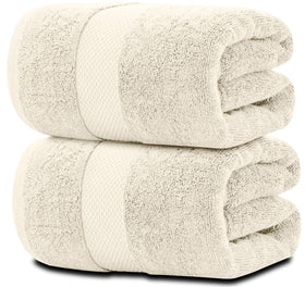 White Classic luxury soft ivory bath sheet 35x70 inches, plush and inviting for spa-like comfort.