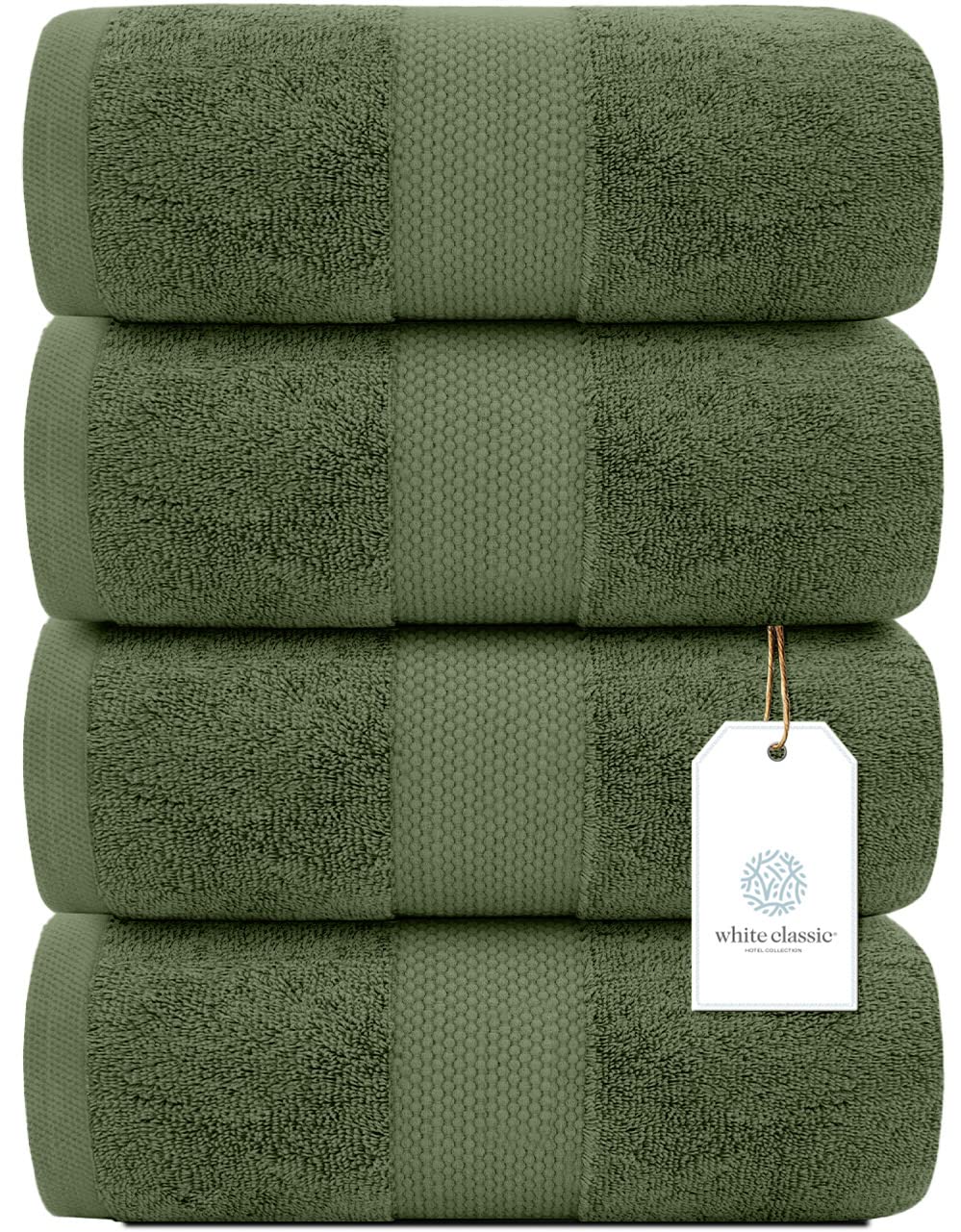 White Classic Luxury towel set pack image two highlights soft, absorbent fibers ready for daily use.