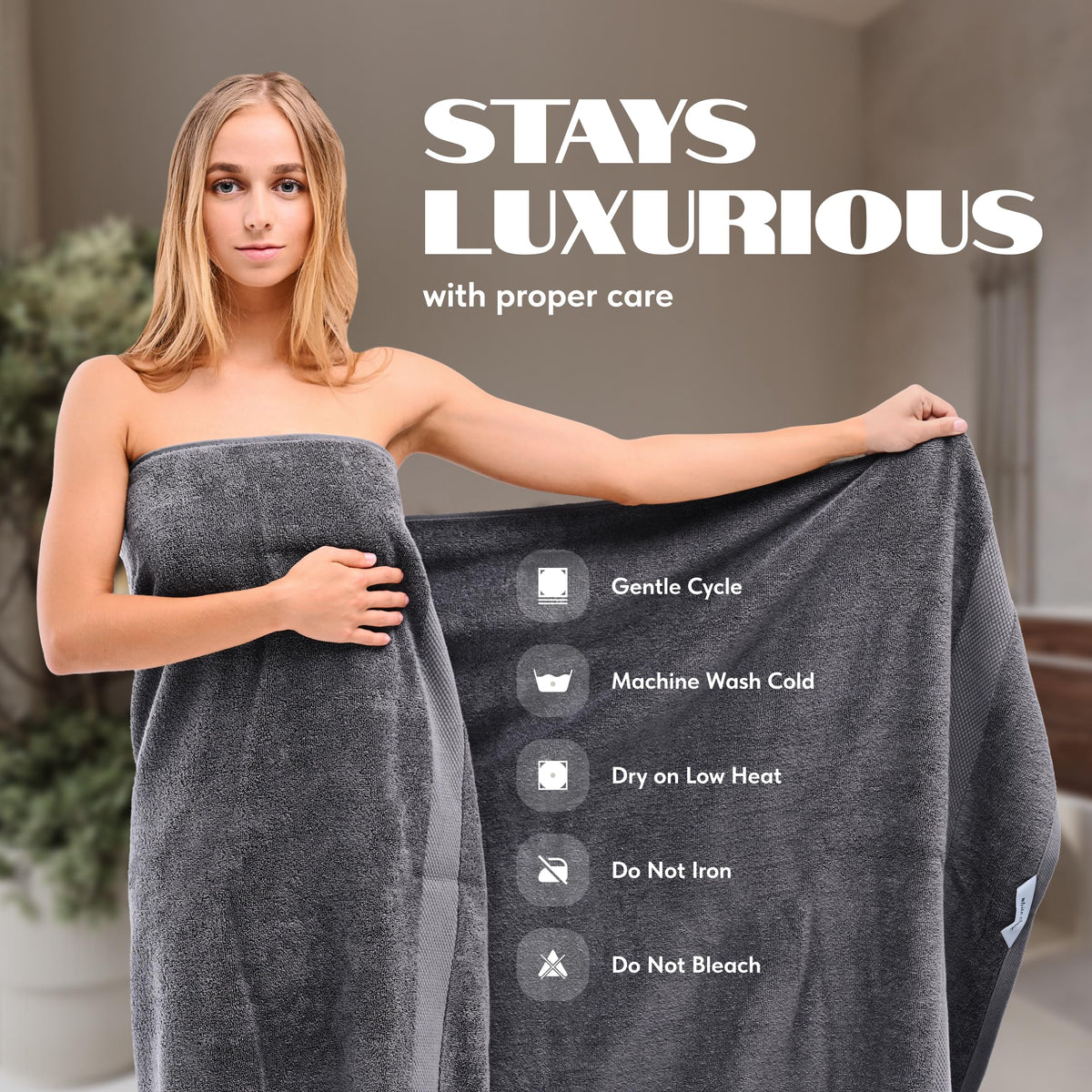 White Classic care: machine wash to maintain softness and size over time.