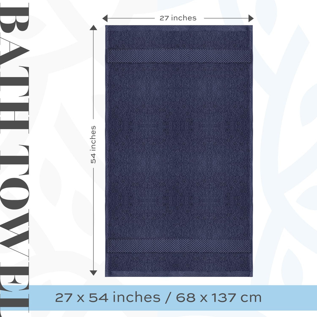White Classic navy towels hanging in a bathroom for premium ambiance