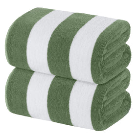 White Classic oversized towel with cabana stripe for poolside lounging and extra coverage.