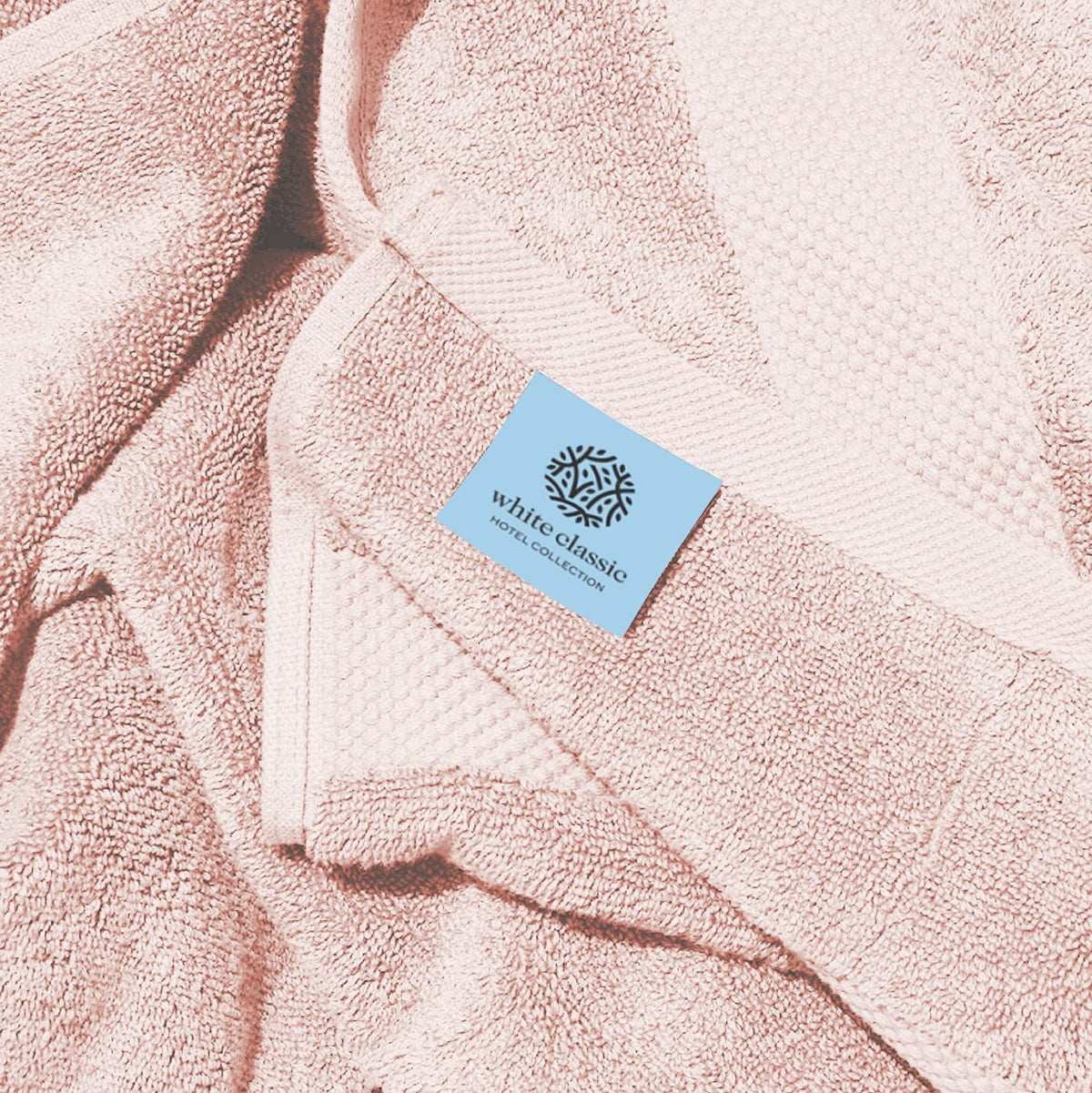 White Classic pink towels packaging, suggesting gift-worthy luxury.