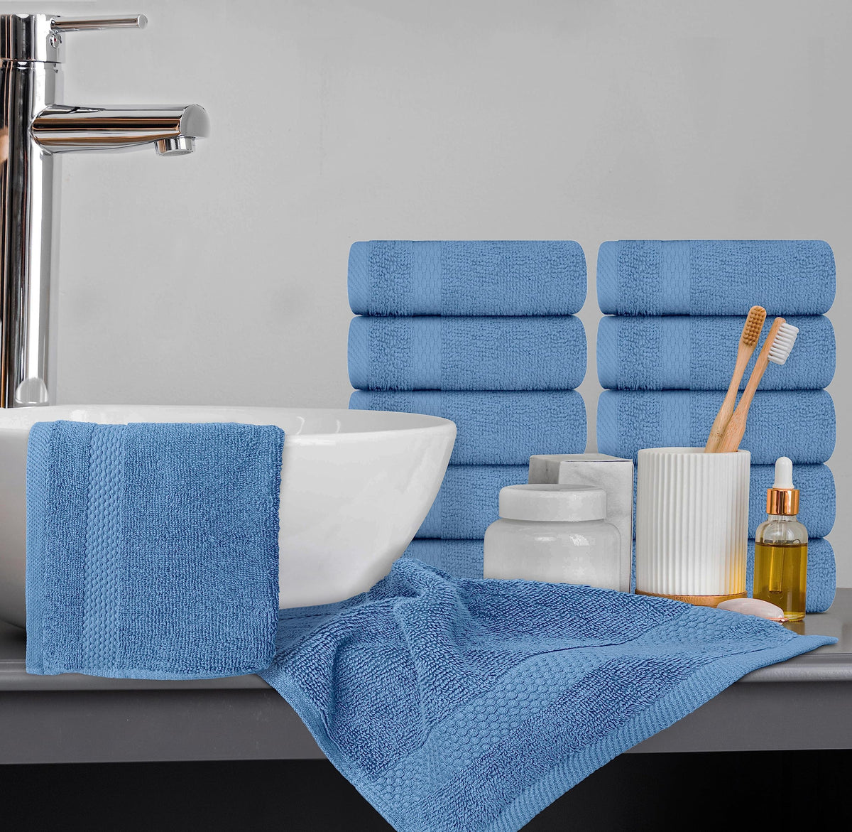 White Classic plush feel after first wash enhances luxury bathroom routine.