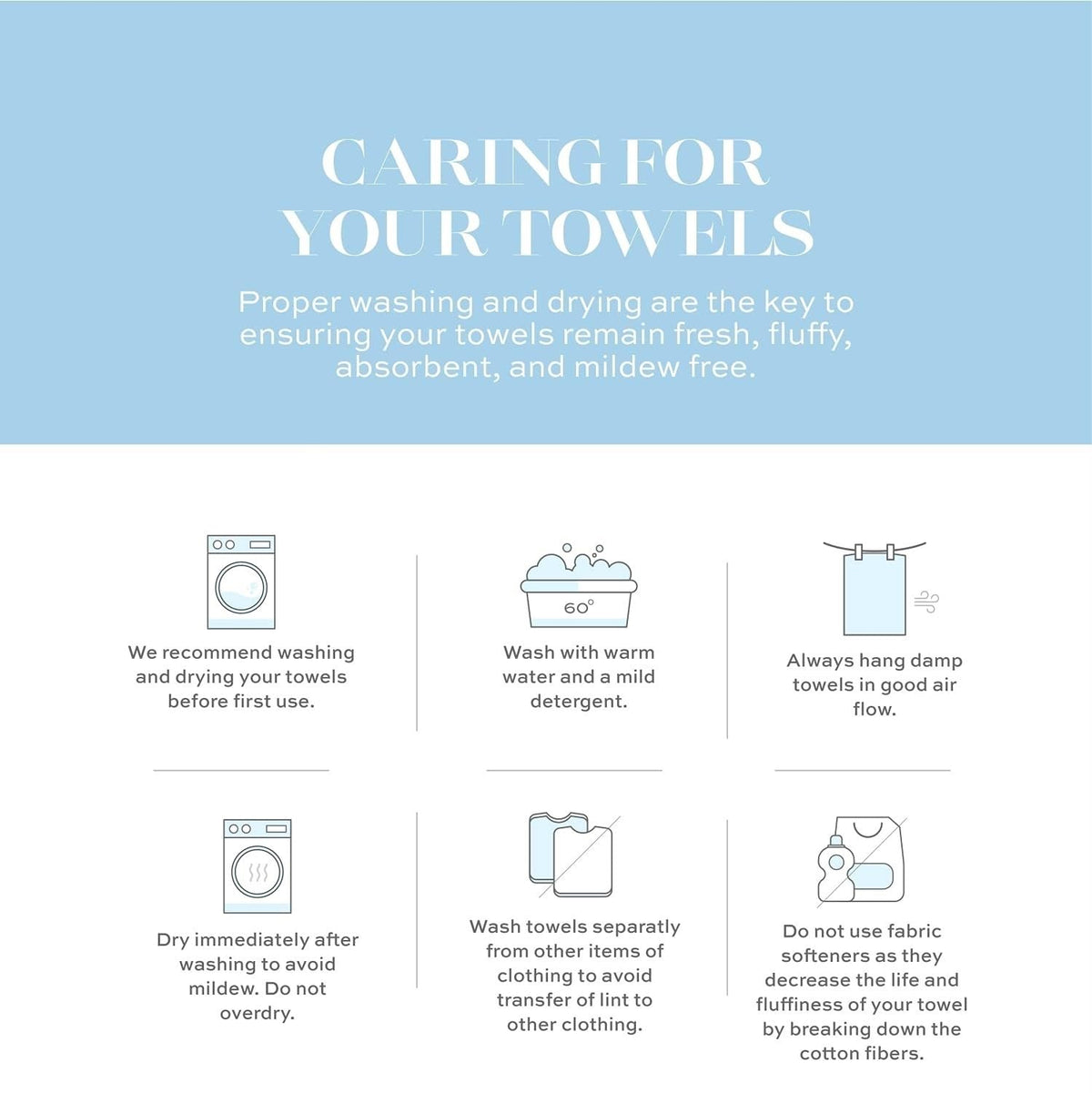 White Classic quick-dry-towels: faster drying to save time and energy.