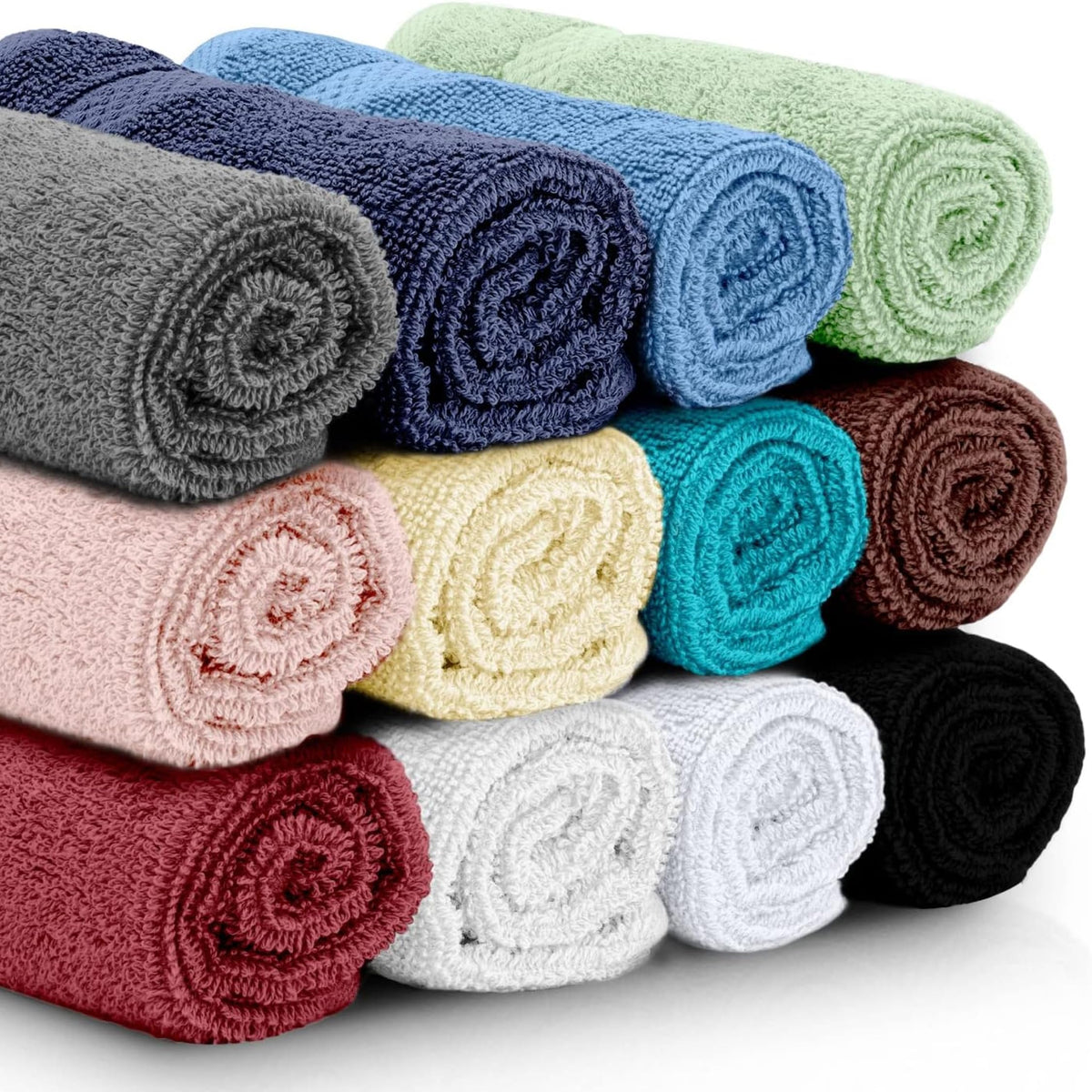 White Classic washcloth with reinforced edges resists fraying over time