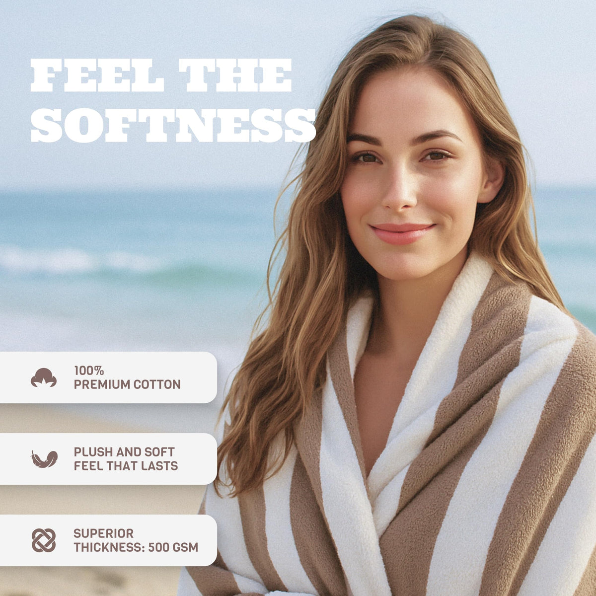 White Classic oversized 35x70 towel ready to wrap you after swim.