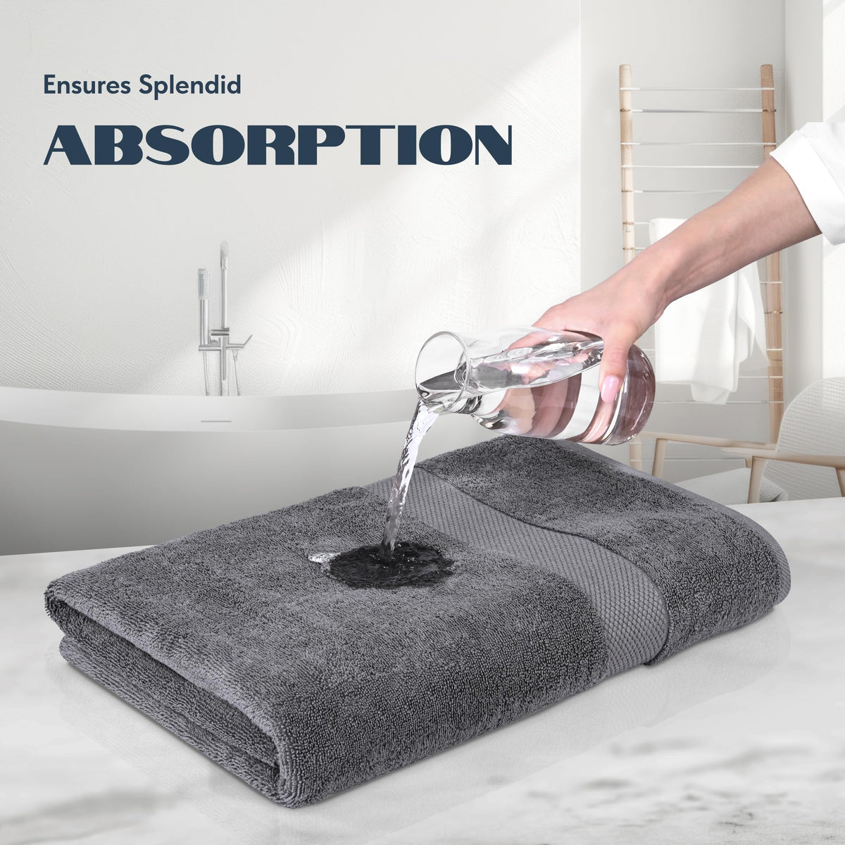 White Classic towels with double-stitched edges demonstrate durable construction for everyday use.