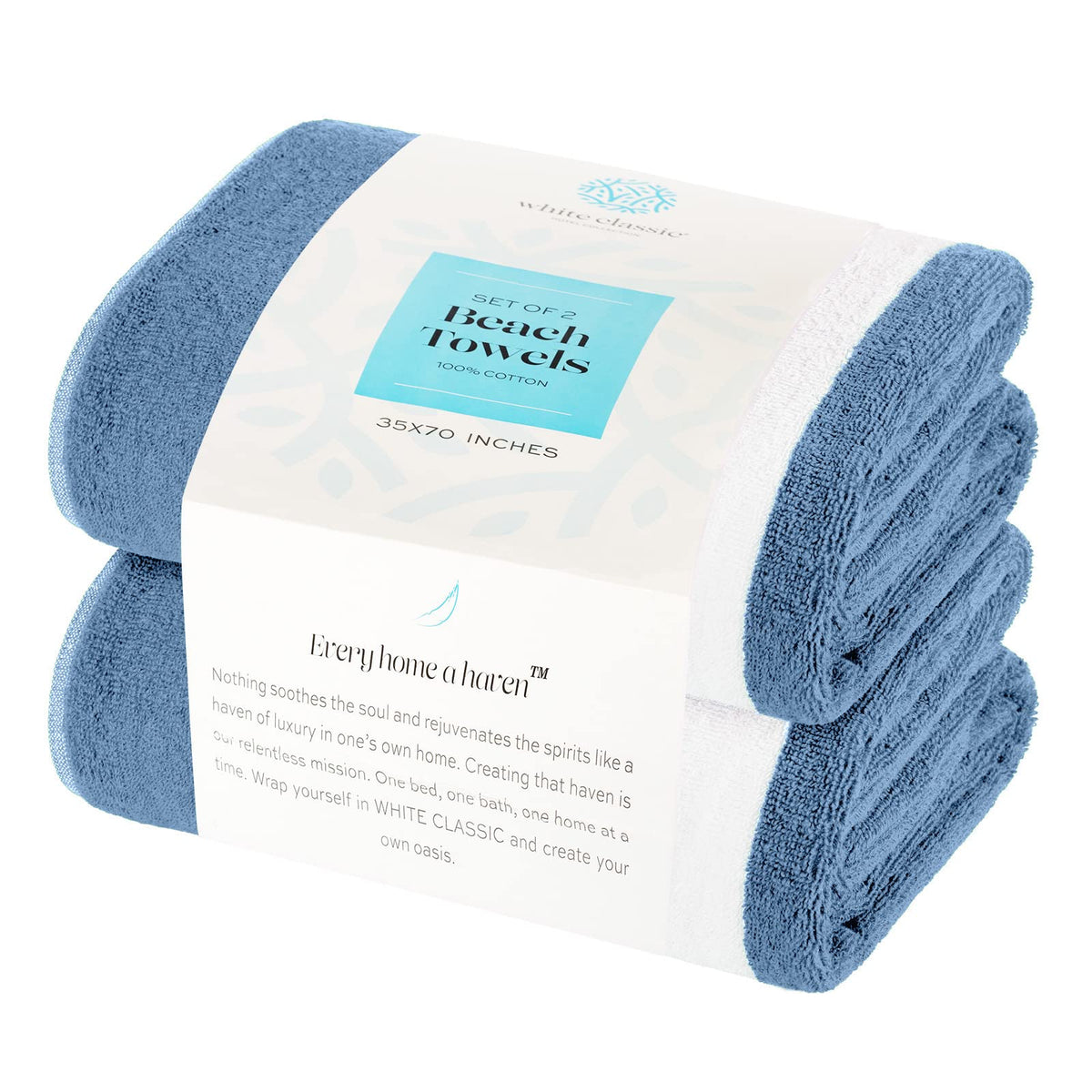 White Classic light blue towel with cabana stripes pairing with beachwear