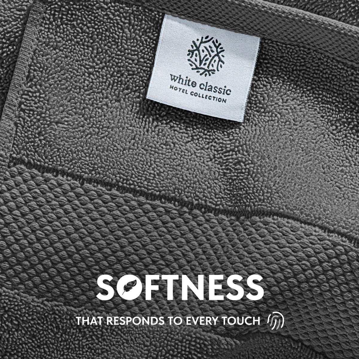White Classic 650gsm Turkish cotton close-up showing strong fibers and quick-dry feel