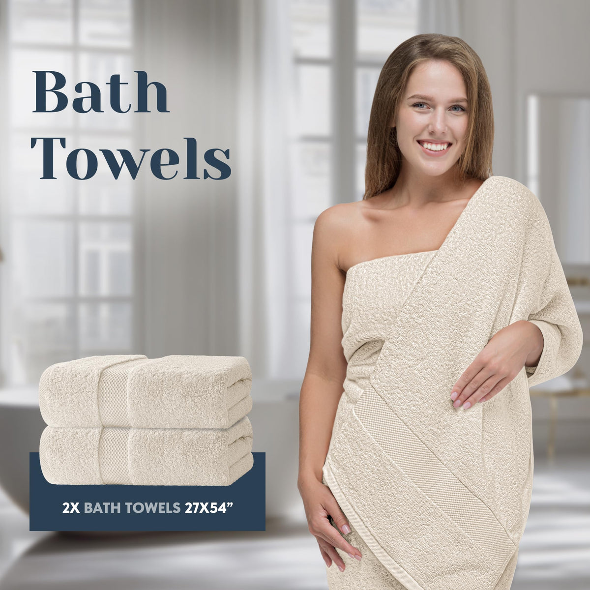 White Classic Turkish cotton 700gsm towels Ivory premium absorbency and lasting softness
