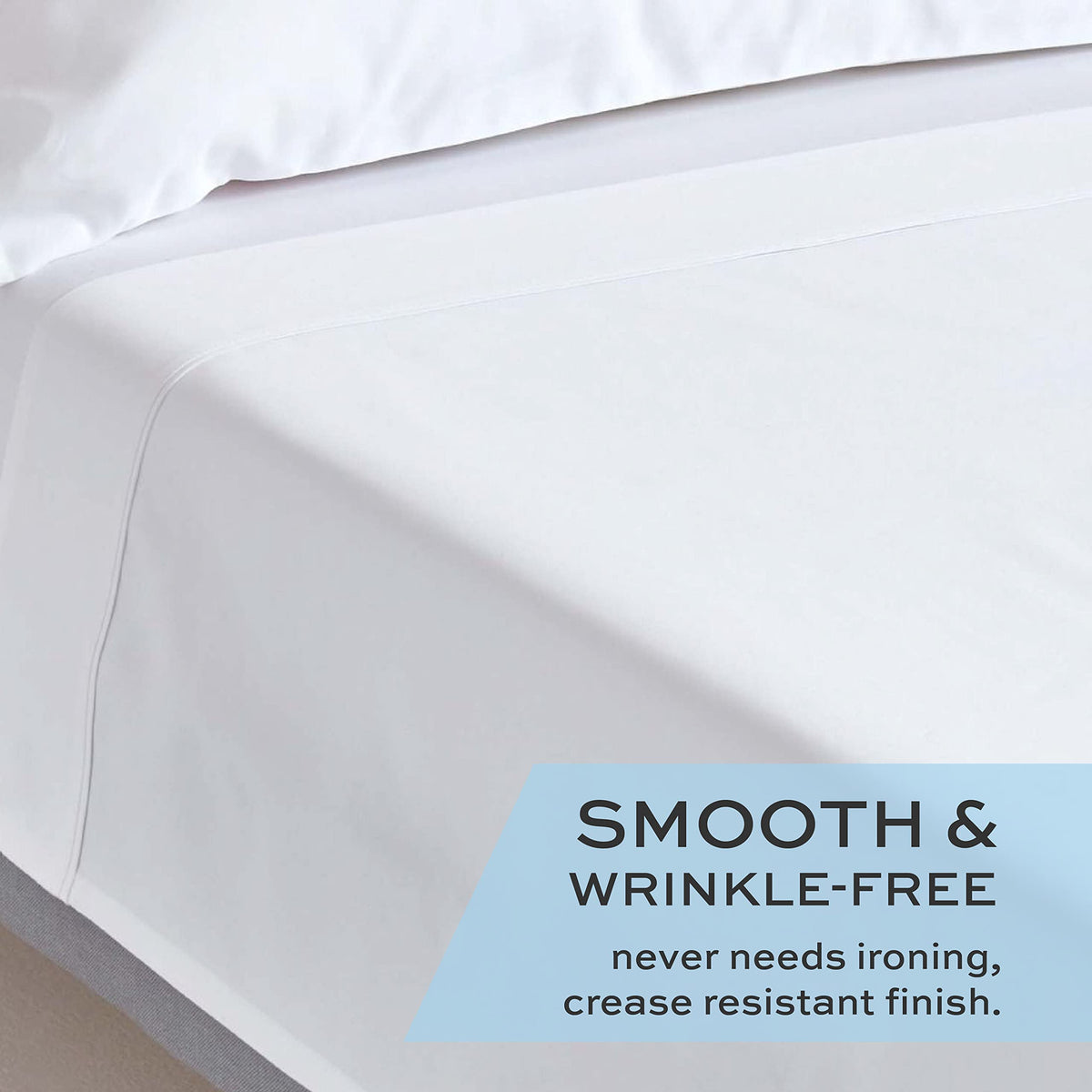 White Classic sheets with wrinkle-free finish and smooth feel after washing