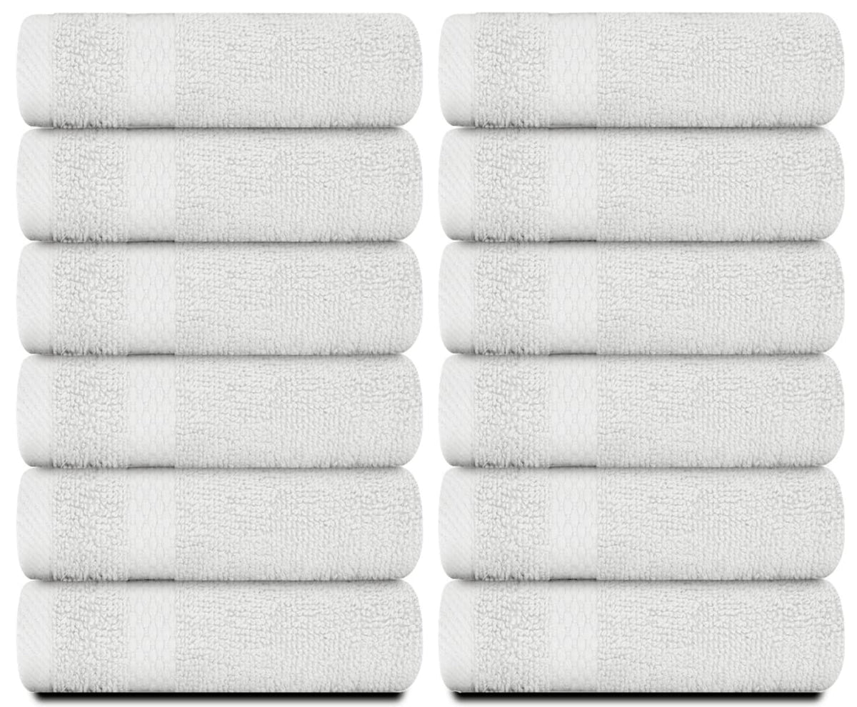 White Classic washcloth close-up highlights dense weave and plush texture for gentle daily use.
