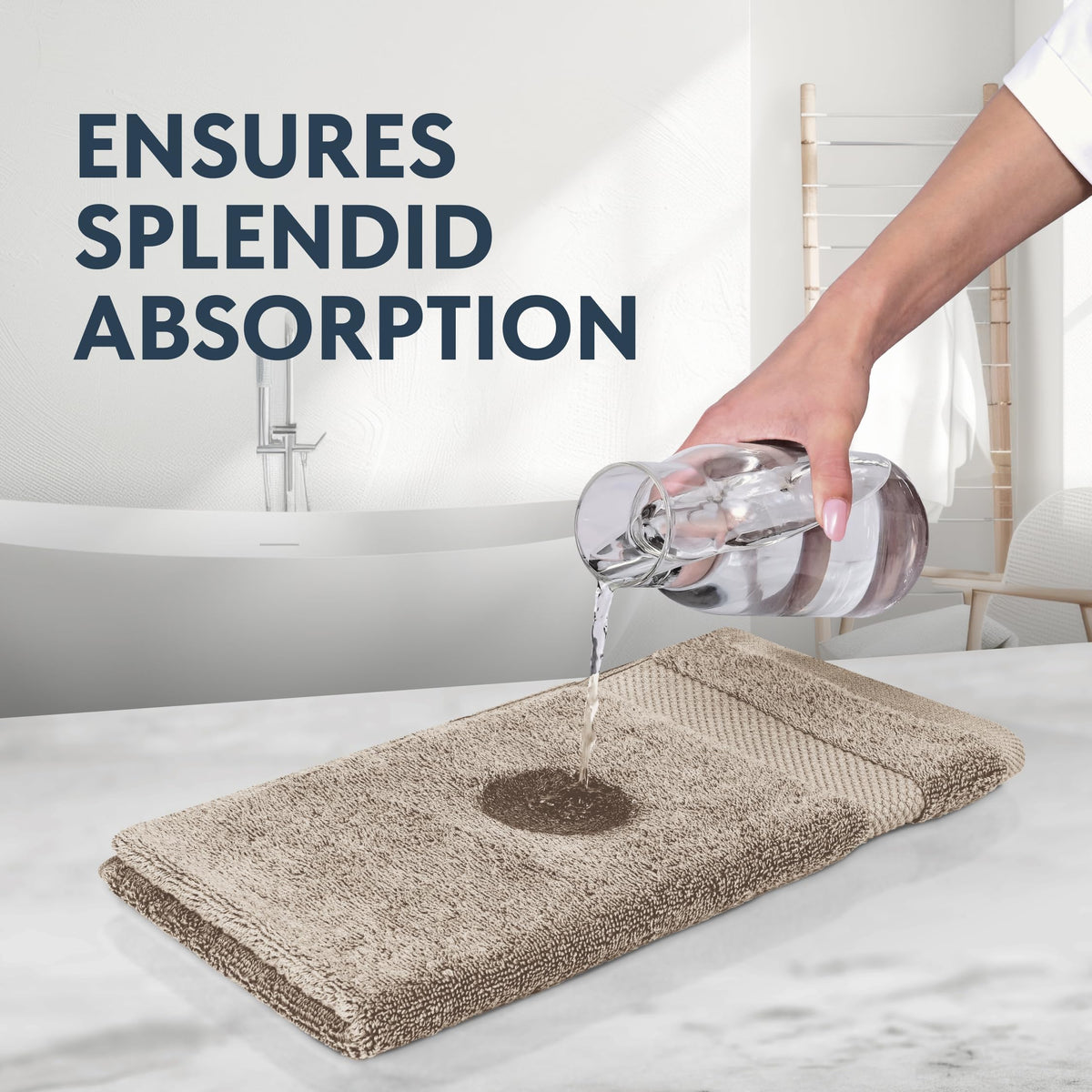 White Classic washcloth in drawer showcasing taupe color.