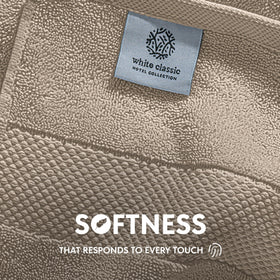 White Classic washcloth pack 12 taupe ready for guests.