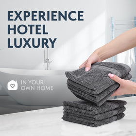 White Classic washcloths in a laundry setting illustrating easy care and quick-dry properties