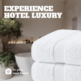 White Classic Wealuxe machine-washable towels stay fluffy
