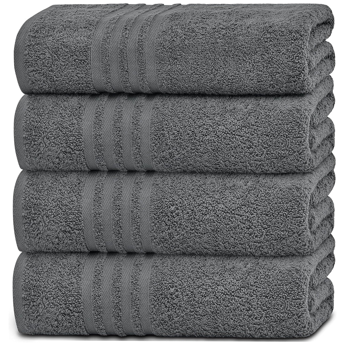 White Classic Wealuxe grey bath towels set folded, luxurious softness for daily use