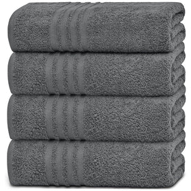 White Classic Wealuxe grey bath towels set folded, luxurious softness for daily use