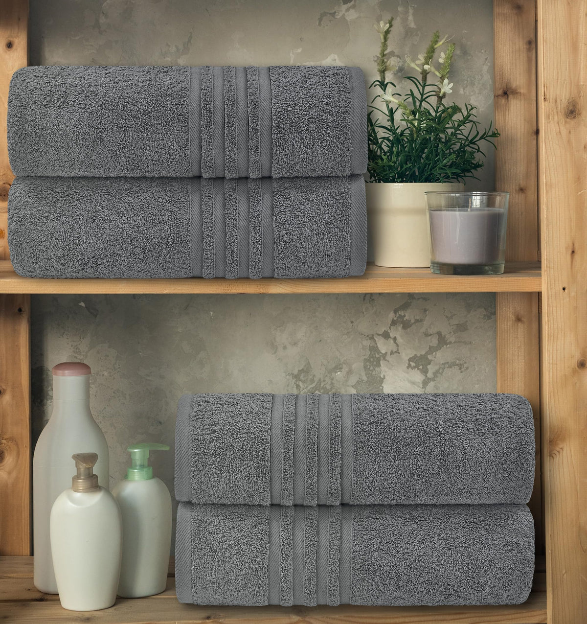 White Classic Wealuxe grey towels in hotel or spa setting for guest comfort
