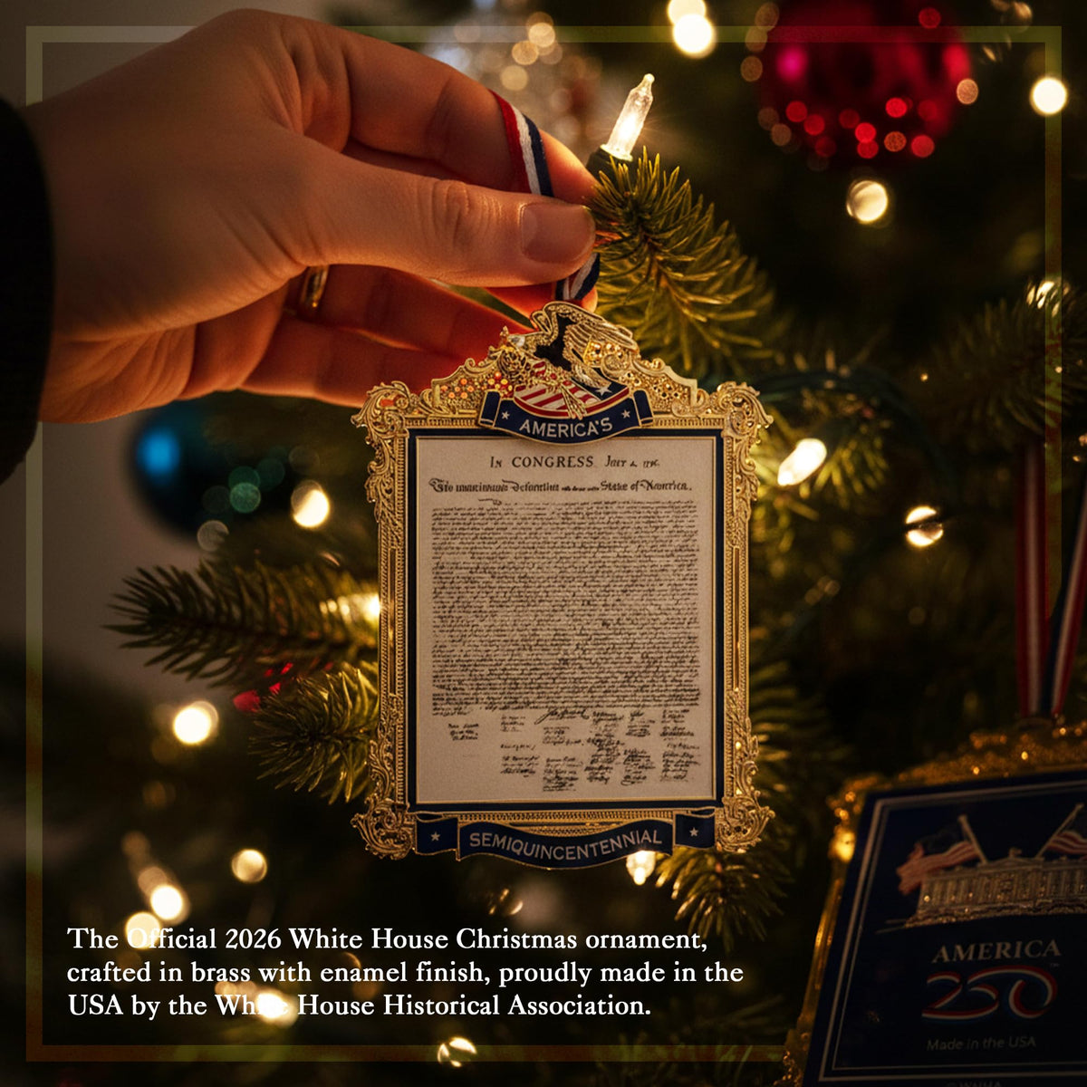 White House Official Ornament gift box lid adds premium presentation for display.