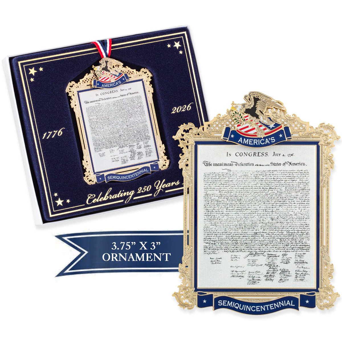 White House Official Ornament square brass 4-75-inch size ideal for tree or shelf.