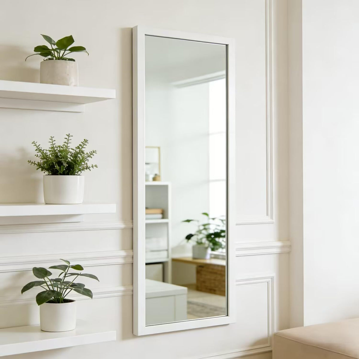 Whitebeach modern slim-frame mirror complements contemporary decor