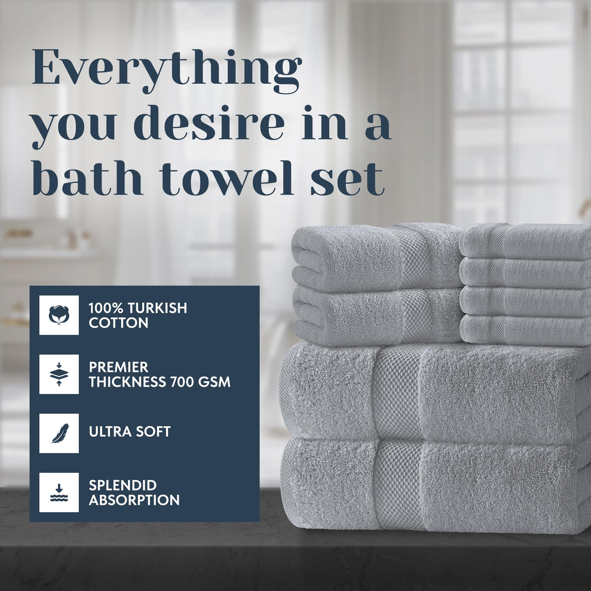 White Classic bath towels 27x54 inches offering absorbency and quick-dry performance.