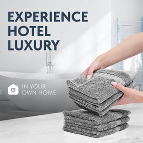 White Classic bathroom spa setup with 12-pack washcloths on display