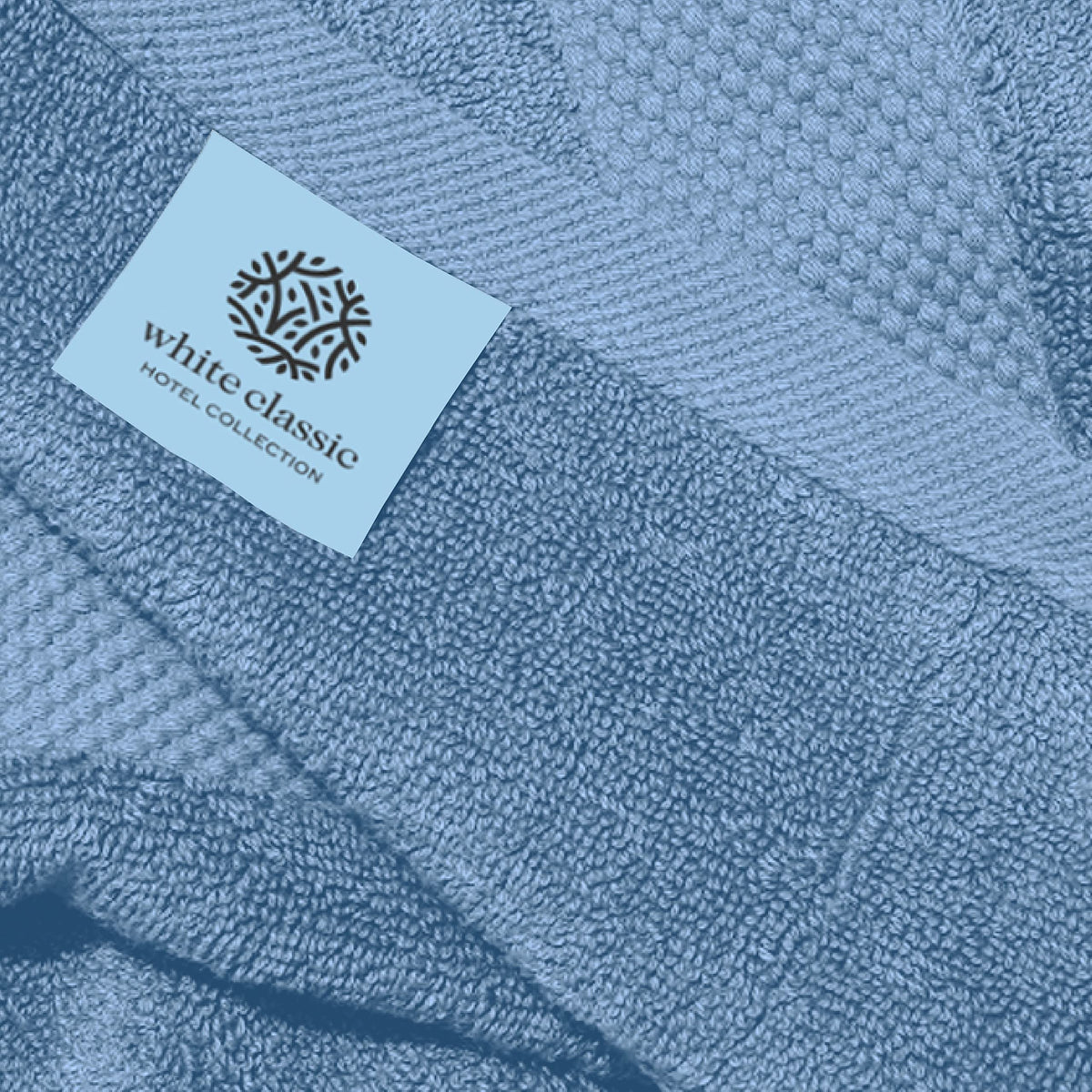 White Classic double-needle stitched towels resist fraying for ongoing performance.
