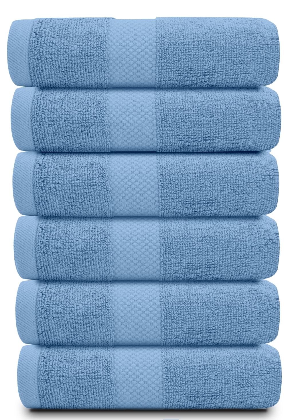 White Classic hotel collection towels on a bathroom rack for luxury spa vibes.