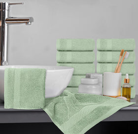 White Classic light-green washcloth adds a serene spa vibe