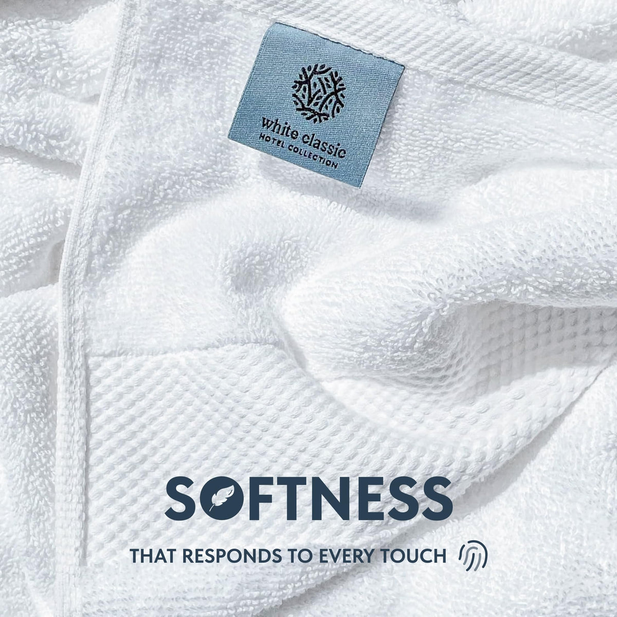 White Classic soft Turkish cotton towels with plush feel and quick drying