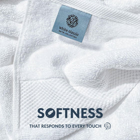 White Classic soft Turkish cotton towels with plush feel and quick drying