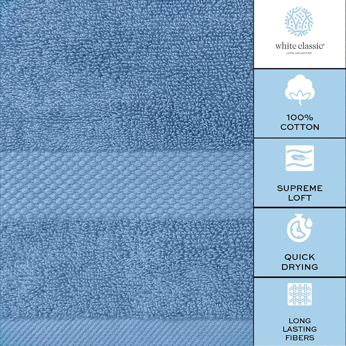 White Classic spa bathroom towels suited for home wellness spaces.