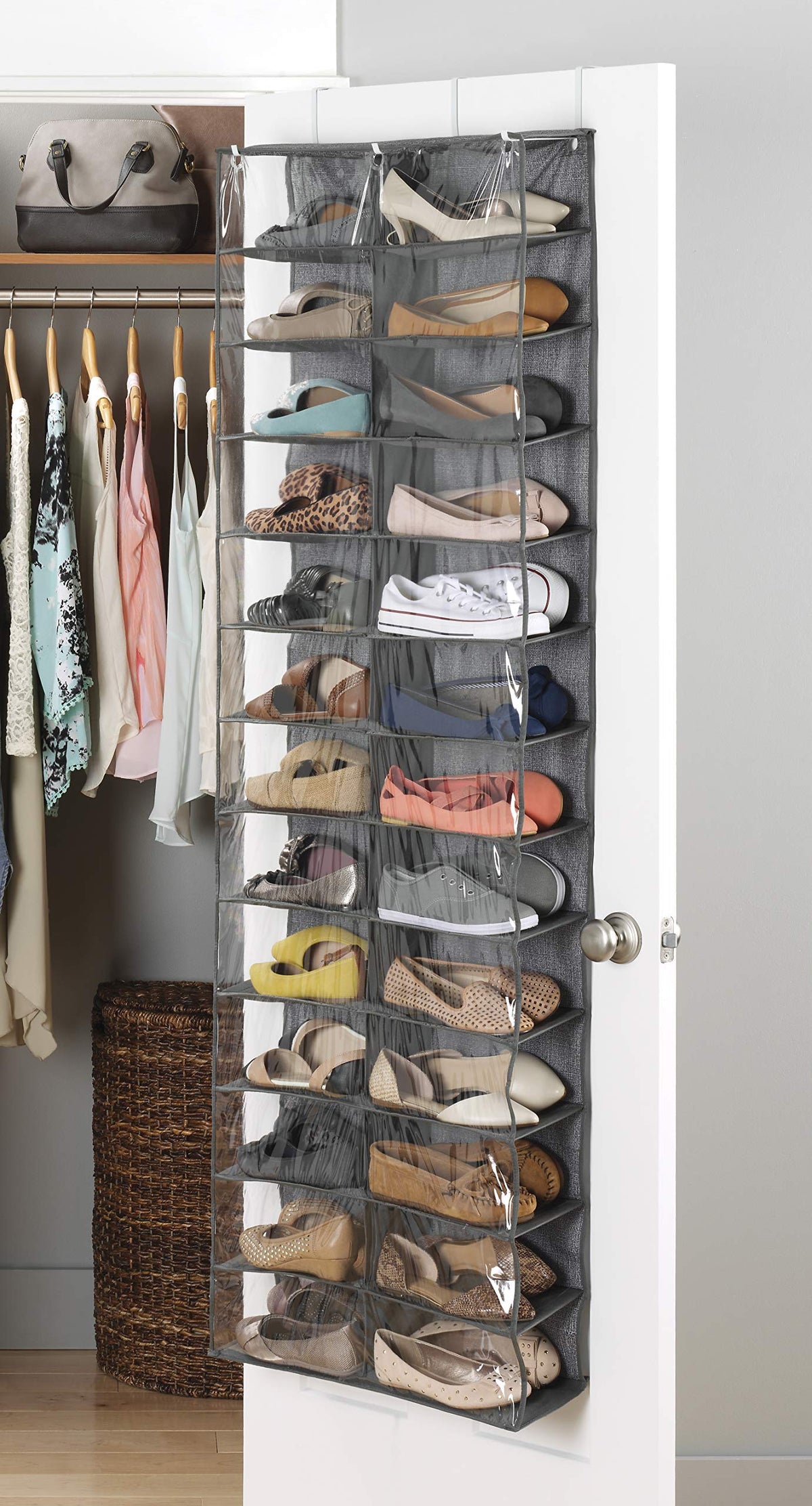 Whitmor 26-pocket door organizer with fabric backing for clear visibility of contents