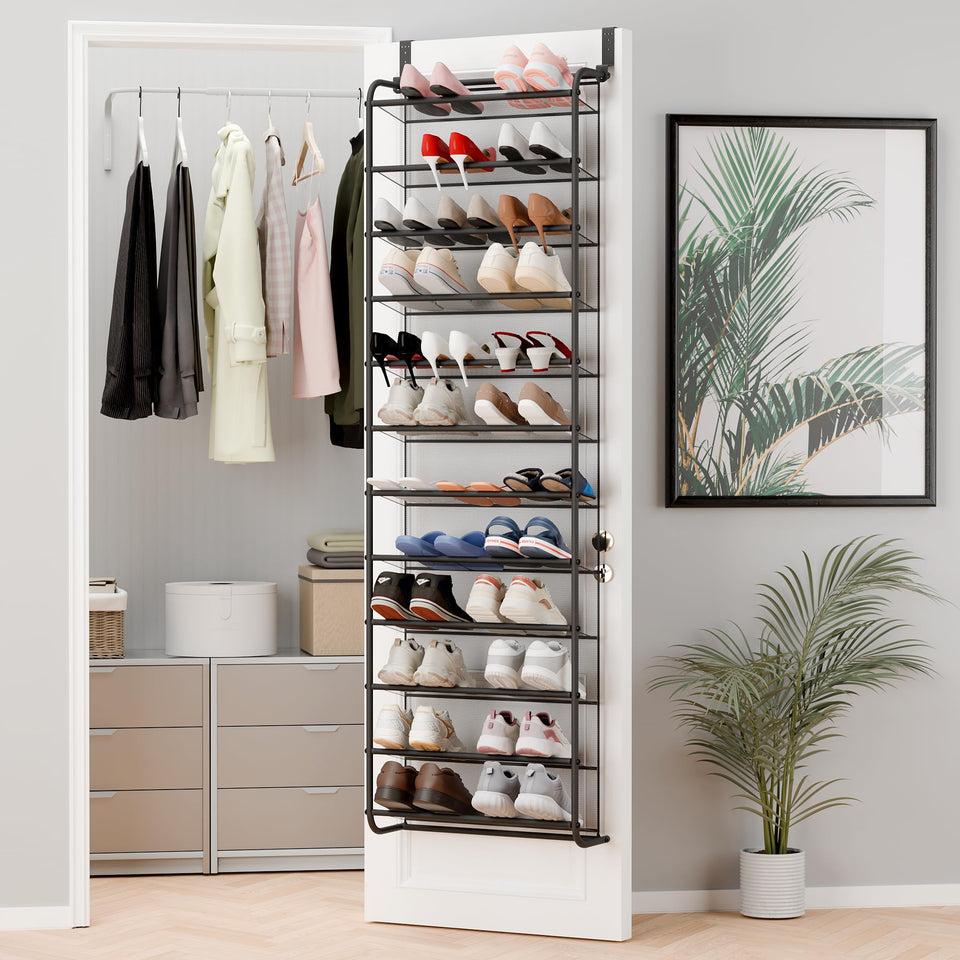 Whitmor 36-pair over-the-door shoe organizer keeps shoes neatly organized and accessible