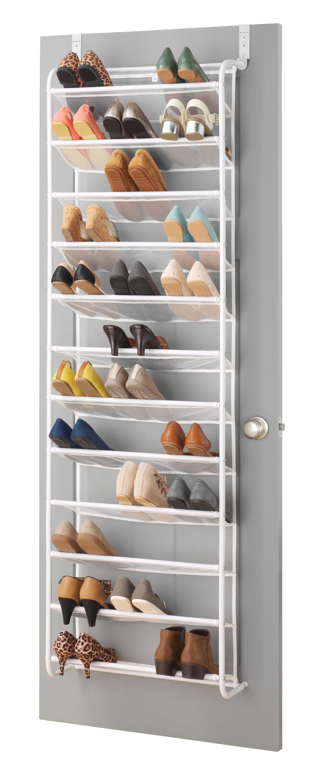 Whitmor durable anti-sag frame supports 36 pairs for daily use.