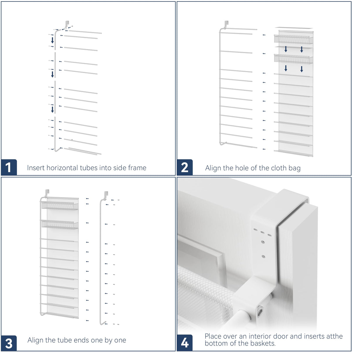Whitmor adjustable door hooks fit varying sizes for flexible installation