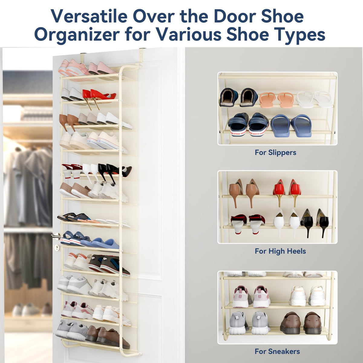 Whitmor adjustable hooks fit standard doors without drilling