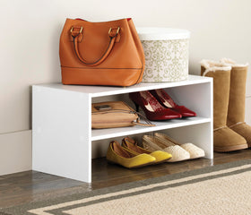 Whitmor shoe rack with assembly tools included highlights easy setup.