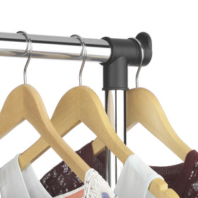 Whitmor black and chrome finish garment rack suits any room