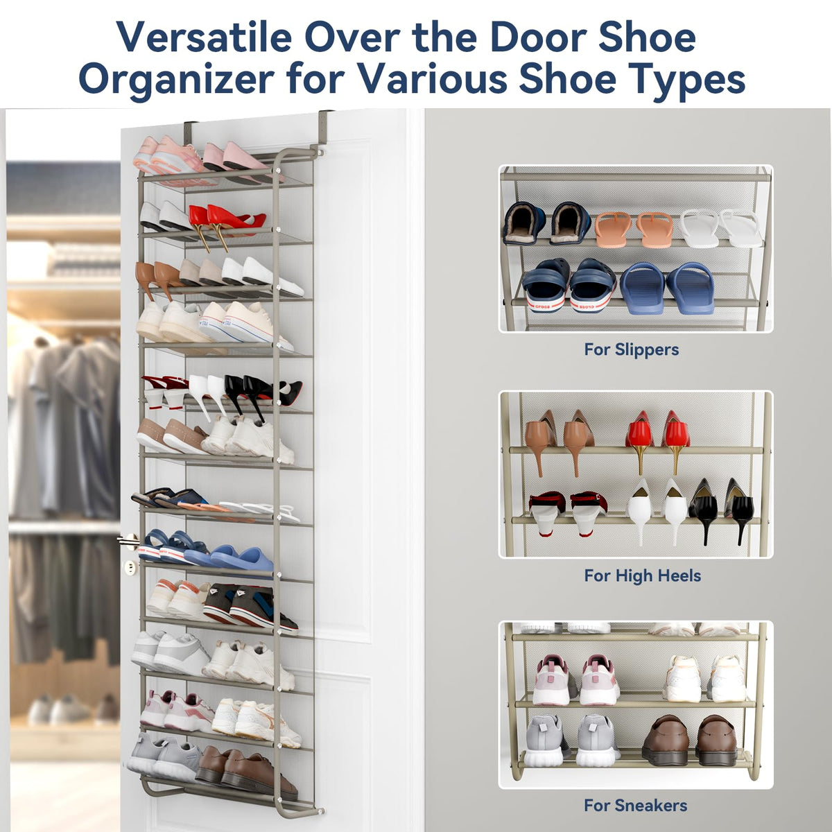 Whitmor over-the-door rack installs without screws for quick setup