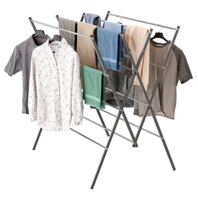 Whitmor 12-pole drying rack for ample air flow and fast clothes drying.